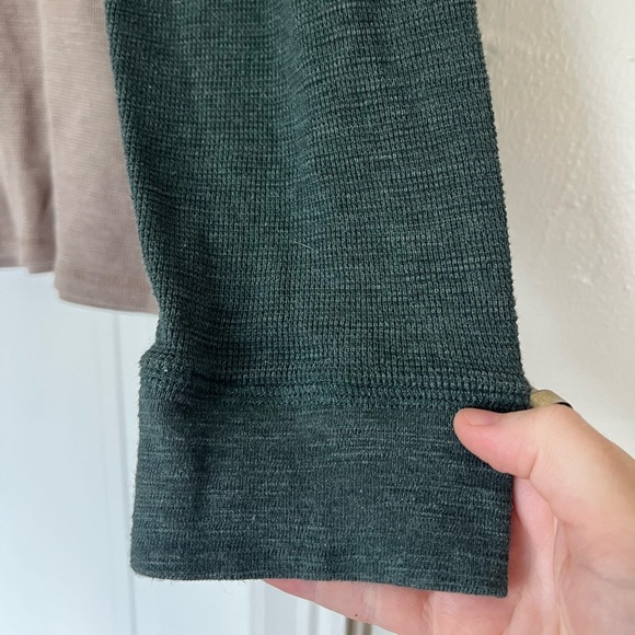 Timberland Men’s Green Tan Henley Slim Fit Waffle Knit Thermal Shirt Size Medium - Picture 5 of 9